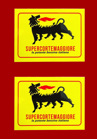 AGIP Supercorte Gas/Petrol Italian , Vinyl Sticker Pair