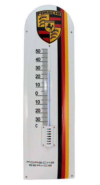 Porsche Crest Enamel XL Thermometer Porcelain Sign
