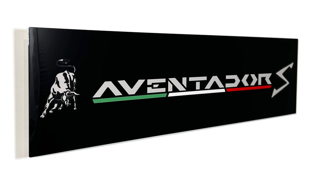 Lamborghini Aventador Emblem Metal Sign, Banner Style