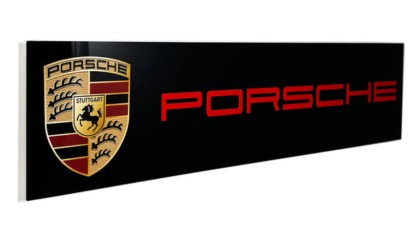 Porsche Service Metal Sign Black and Red , Banner Style