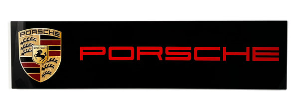 Porsche Service Metal Sign Black and Red , Banner Style