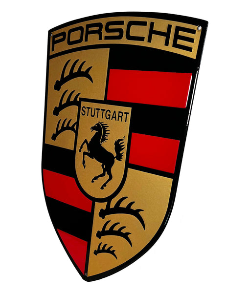 Porsche Gold Crest FLAT Porcelain Enamel Sign