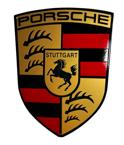 Porsche Gold Crest FLAT Porcelain Enamel Sign