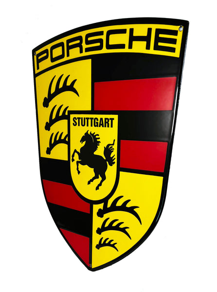 Porsche Yellow Crest FLAT Porcelain Enamel Sign