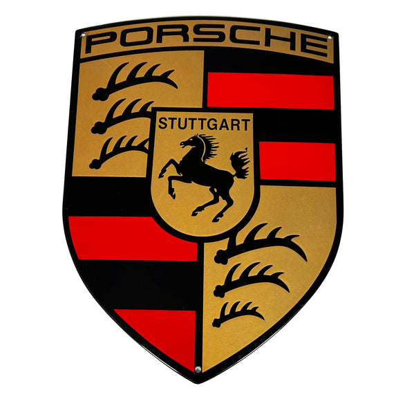 Porsche Gold Crest FLAT Porcelain Enamel Sign
