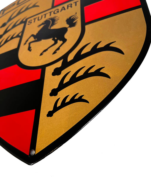 Porsche Gold Crest FLAT Porcelain Enamel Sign
