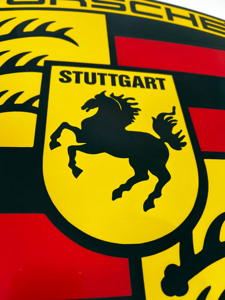 Porsche Yellow Crest FLAT Porcelain Enamel Sign