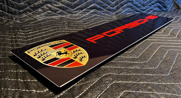 Porsche Service Metal Sign Black , Banner Style 1