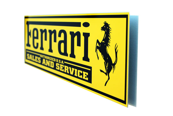Ferrari Sales and Service Metal Sign, Banner Style