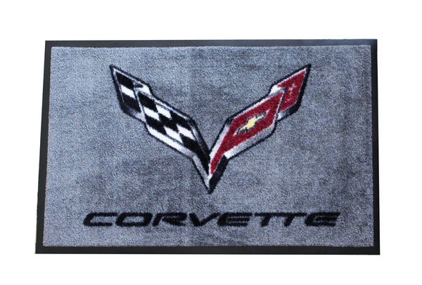 Corvette C7 Crossed Flags Floor Door Mat