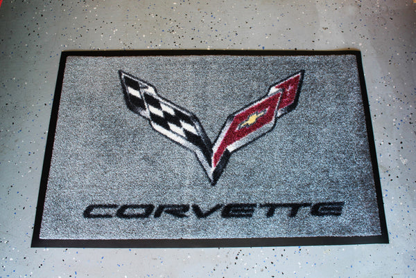 Corvette C7 Crossed Flags Floor Door Mat