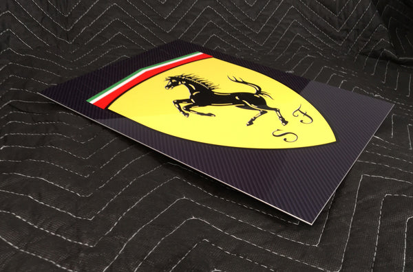 Ferrari Cavallino Shield Carbon Fibre Metal Sign