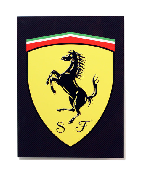 Ferrari Cavallino Shield Carbon Fibre Metal Sign