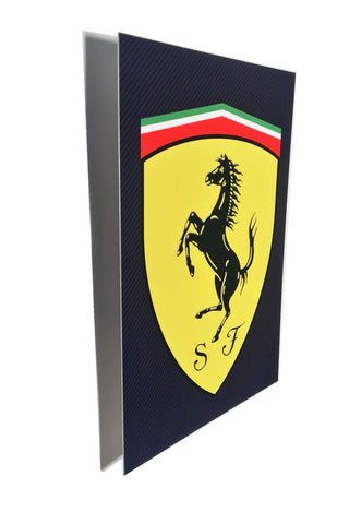 Ferrari Cavallino Shield Carbon Fibre Metal Sign