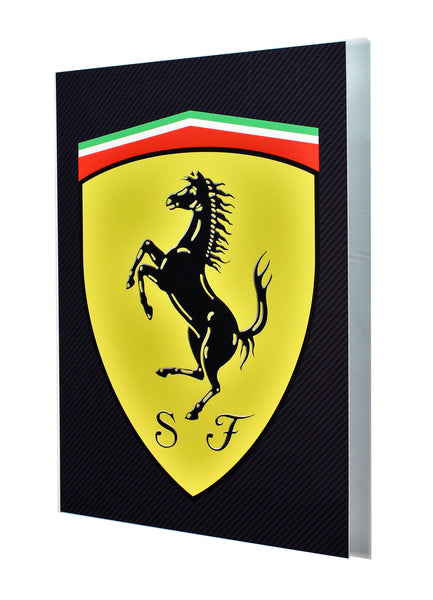 Ferrari Cavallino Shield Carbon Fibre Metal Sign