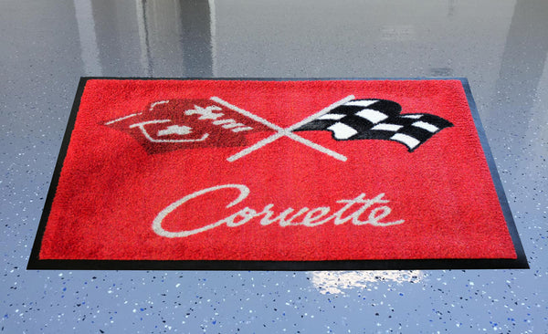Corvette C3 Crossed Flags Floor Door Mat