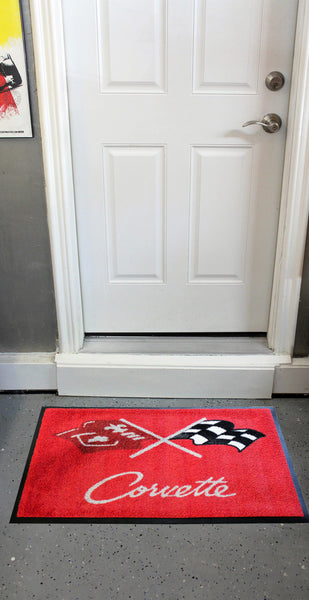 Corvette C3 Crossed Flags Floor Door Mat