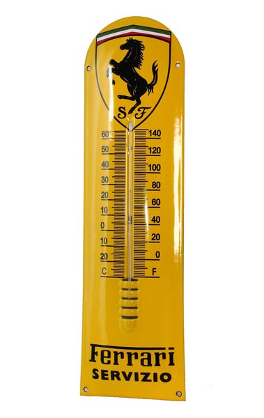 Ferrari Enamel Thermometer Shield Porcelain Sign