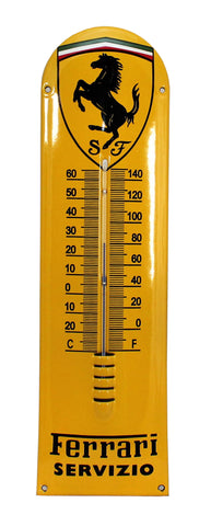 Ferrari Enamel Thermometer Shield Porcelain Sign