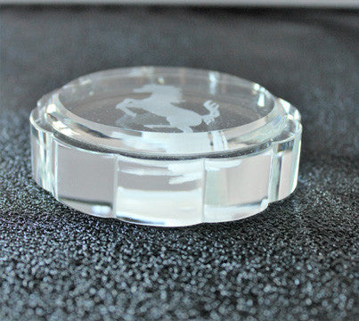 Crystal 1960's Ferrari  Oil Cap Paperweight
