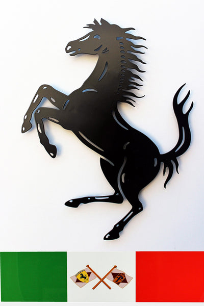 Ferrari Cavallino Wall Sculpture, Pininfarina Italy Flag Metal Sign Pack