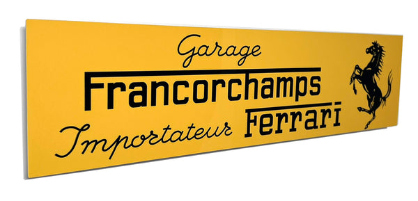 Ferrari Garage Francorchamps Metal Sign, Banner Style