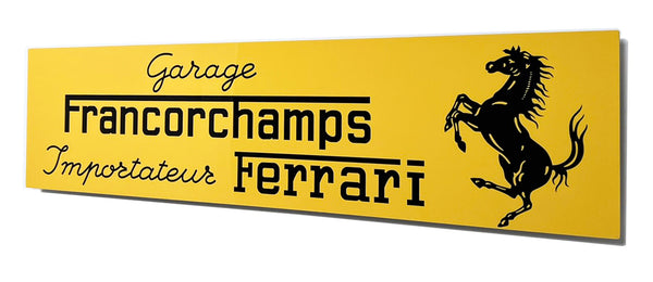 Ferrari Garage Francorchamps Metal Sign, Banner Style