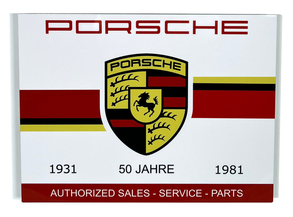 Porsche 50th Anniversary "JAHRE" Dealer Metal Sign