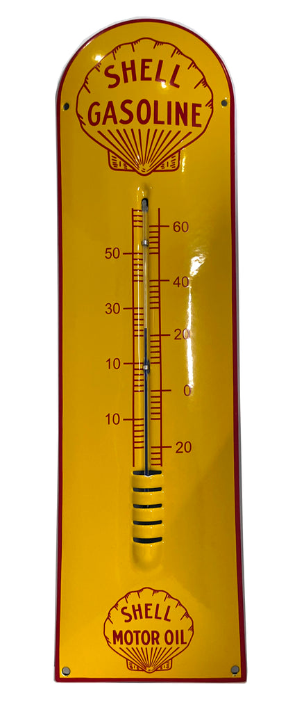 SHELL ENAMEL THERMOMETER vitreous motor oil garage sign petrol oil VAC192