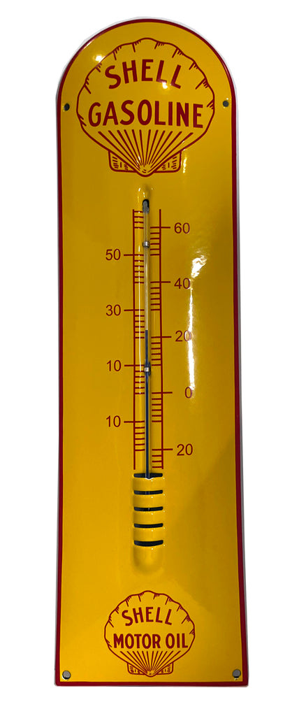 Shell Gas and Oil Enamel Thermometer Porcelain Sign