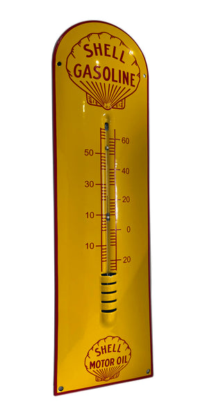 Shell Gas and Oil Enamel Thermometer Porcelain Sign
