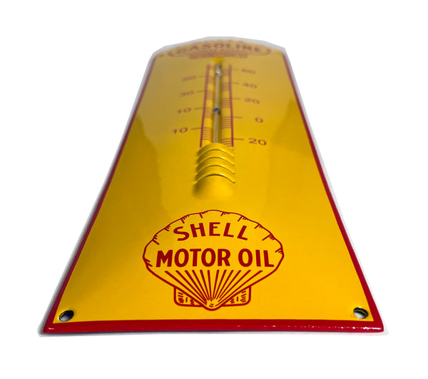Shell Gas and Oil Enamel Thermometer Porcelain Sign