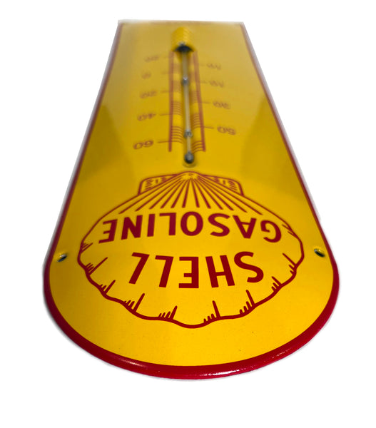Shell Gas and Oil Enamel Thermometer Porcelain Sign