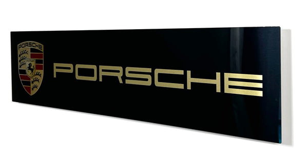 Porsche Service Metal Sign Black , Banner Style