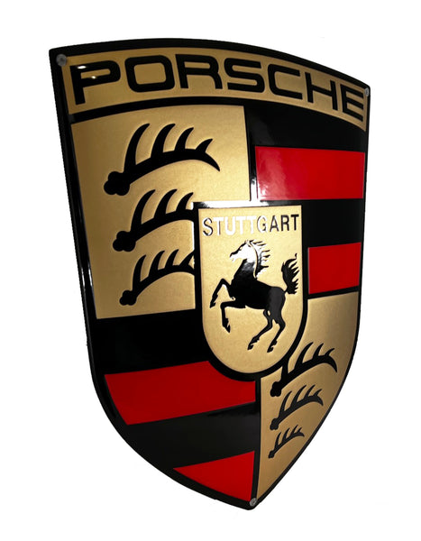Porsche Gold Crest Porcelain Enamel Sign