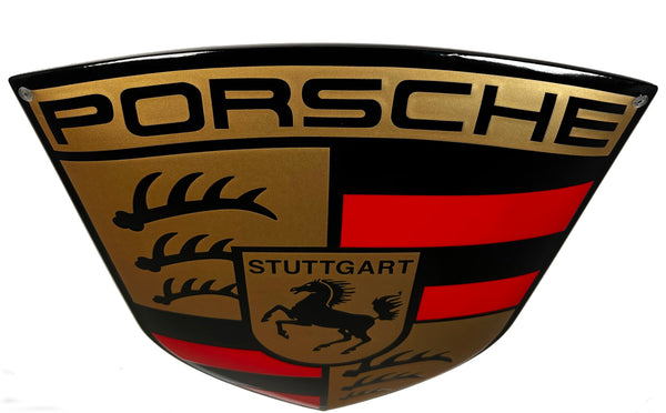 Porsche Gold Crest Porcelain Enamel Sign