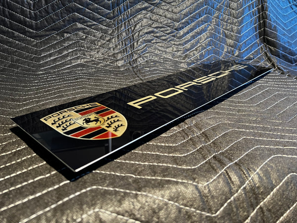 Porsche Service Metal Sign Black , Banner Style