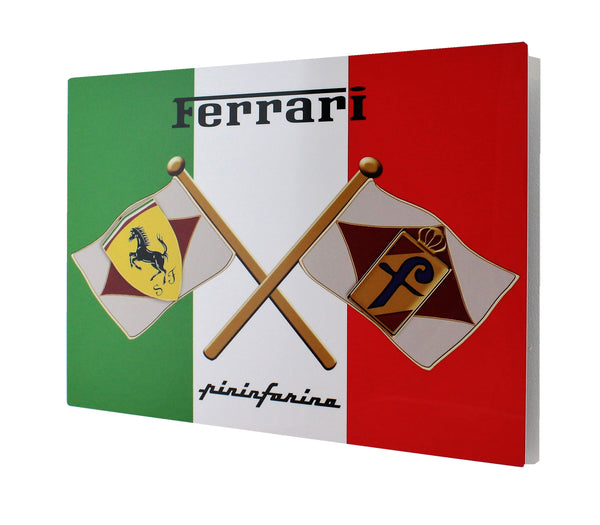 Ferrari Pininfarina Italy Flag Metal Sign