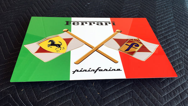 Ferrari Pininfarina Italy Flag Metal Sign