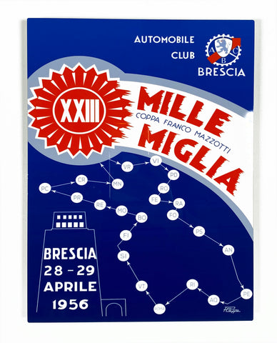 Mille Miglia 1956 Program Cover Metal Sign