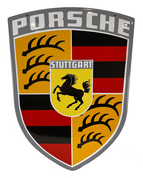 Porsche Vintage Enamel Flat Emblem Porcelain Sign