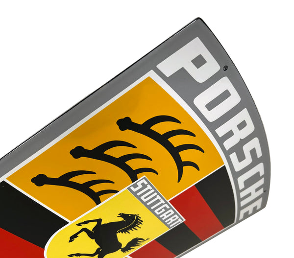 Porsche Vintage Enamel Flat Emblem Porcelain Sign