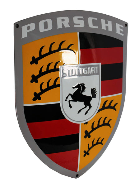 Porsche Enamel Sign, Vintage Emblem Porcelain