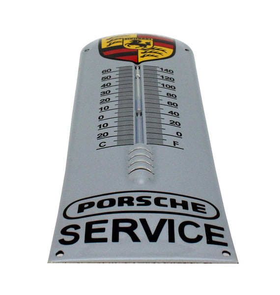 Porsche Crest Enamel Thermometer Porcelain Sign