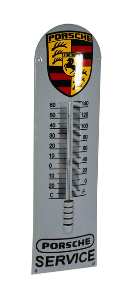 Porsche Crest Enamel Thermometer Porcelain Sign