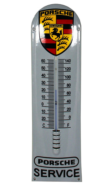 Porsche Crest Enamel Thermometer Porcelain Sign