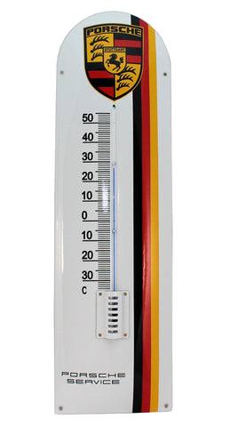 Porsche Crest Enamel XL Thermometer Porcelain Sign
