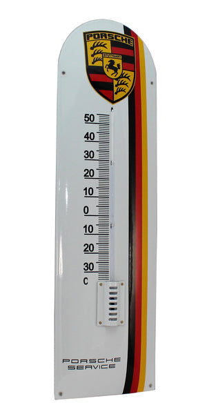 Porsche Crest Enamel XL Thermometer Porcelain Sign