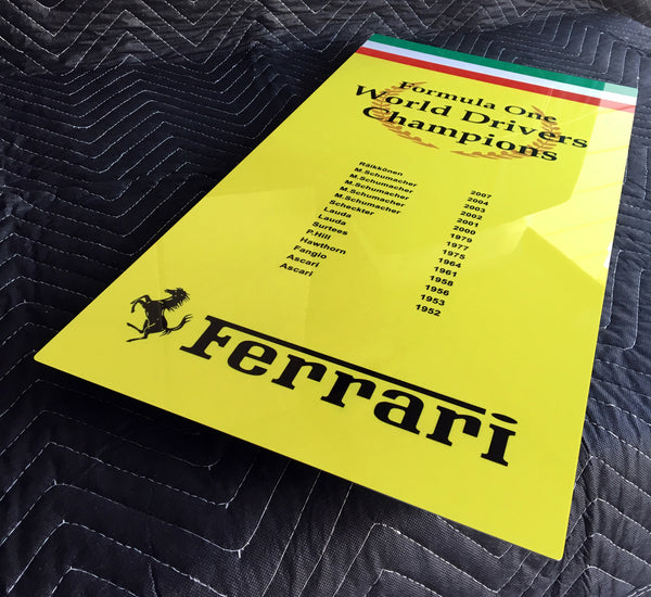 Ferrari F1 World Drivers Champions Metal Sign