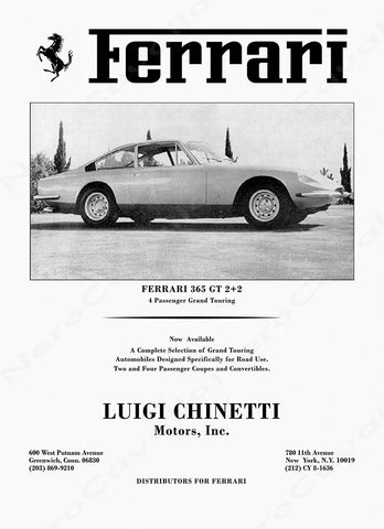 Chinetti Motors 1969 Advertisement Ferrari 365GT 2+2